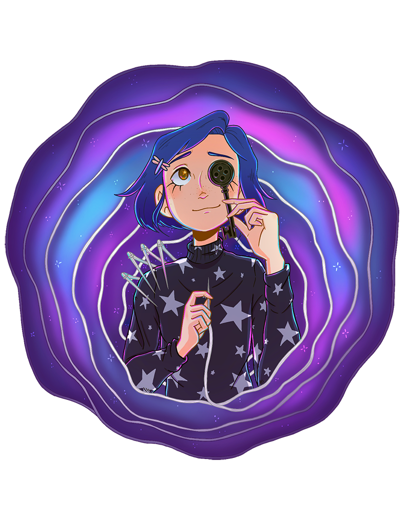 A drawing of Coraline (won the Buyer's Choice Award in Laika's drawing contest).