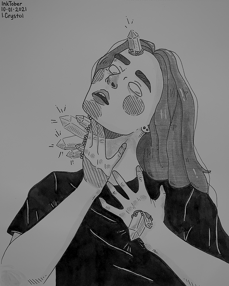 A girl with crystals growing out of her skin.
