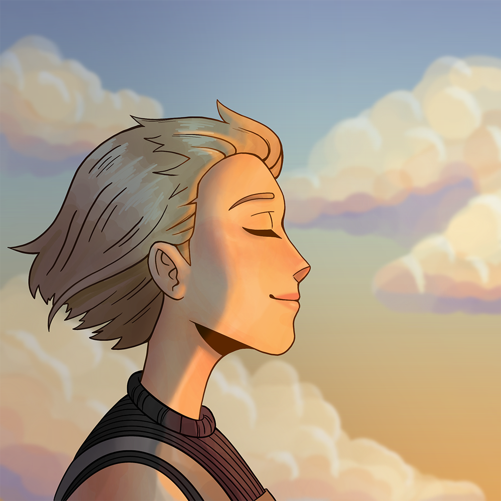 A girl with her eyes closed and her face in the sun.