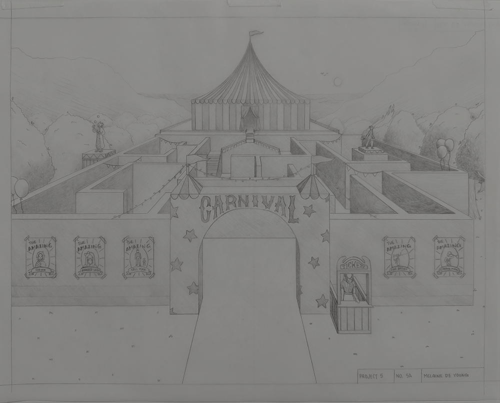 A sketch of a carnival tent.