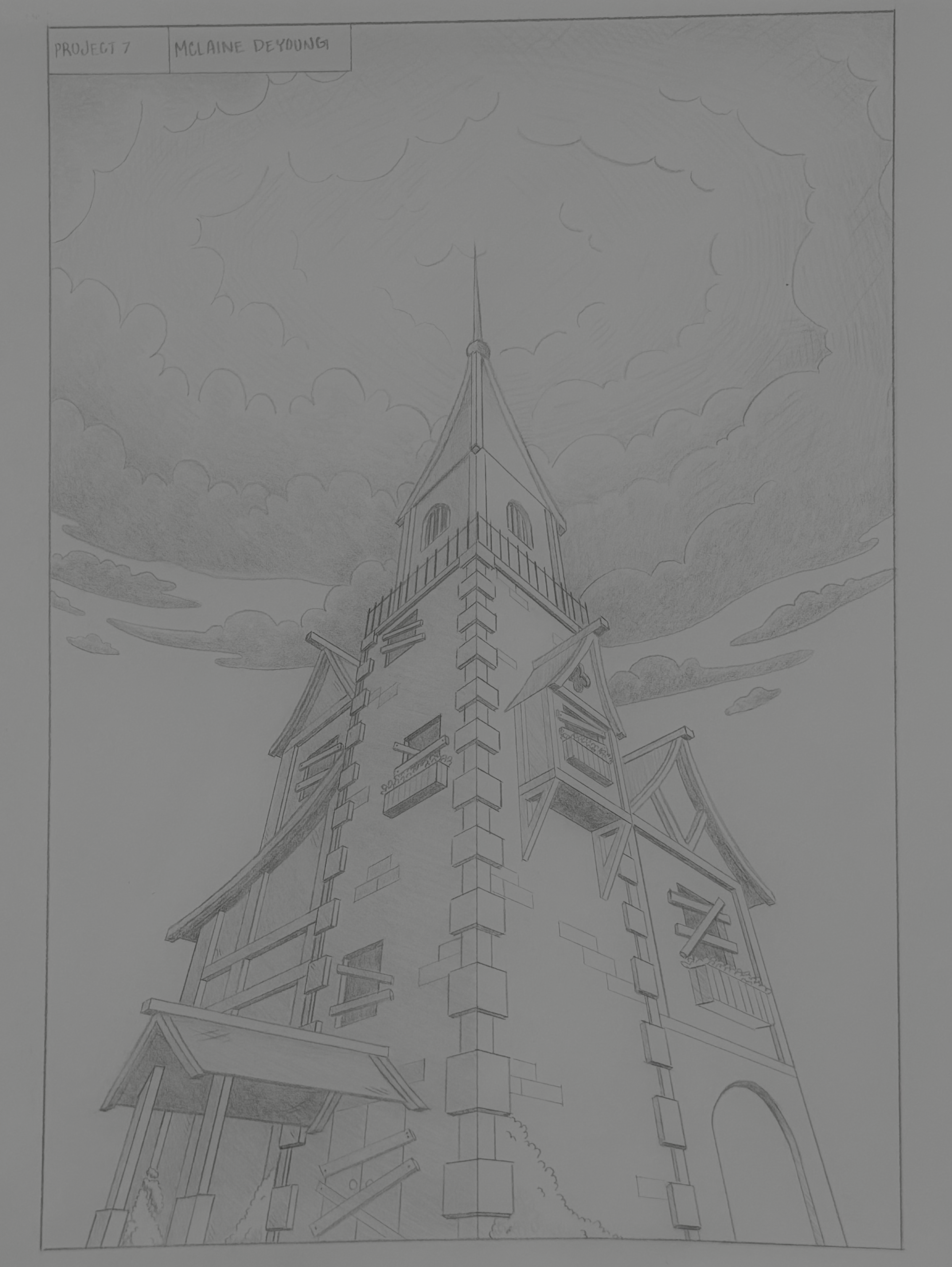 A sketch of a large tower.