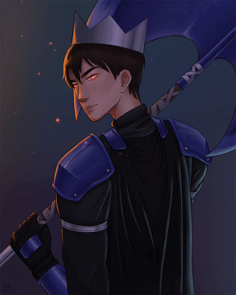 A guy holding a staff.